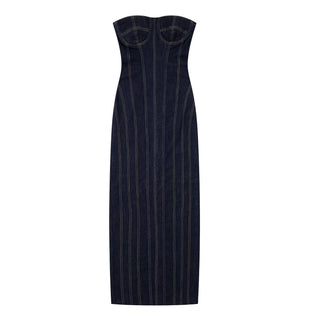 Georgina Strapless  Denim Long Dress