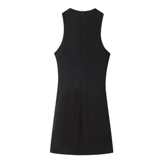 Black Sleeveless Bow Mini Dress