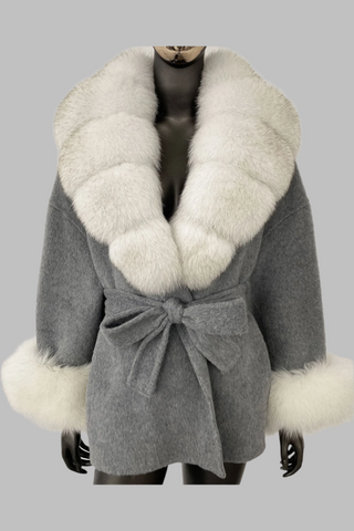 Luxury Double-Faced Wool Coat with Detachable Fur Trim