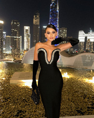 Leila Strapless Body con Bandage Long Dress