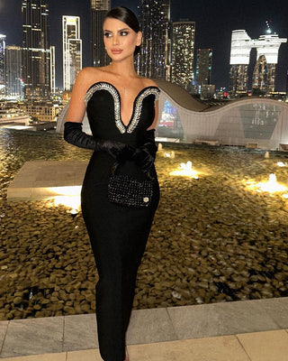 Leila Strapless Body con Bandage Long Dress