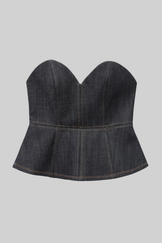 Dark Wash Strapless Denim Corset Top