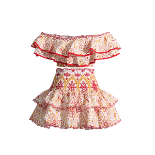 Off Shoulder Embroidered Set