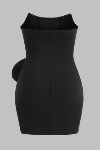 Sculpted Pink Flower and Sleek Back Zip Closure Mini Dress