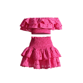 Off Shoulder Embroidered Set