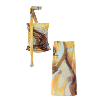 Mesh Strapless Long Set