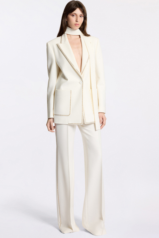 Stud-Embellished  Suit with Matching Scarf  Blazer & Trousers Set