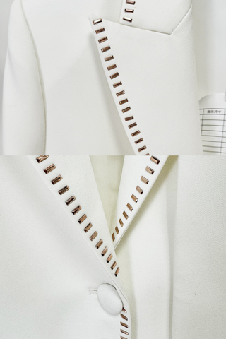 Stud-Embellished  Suit with Matching Scarf  Blazer & Trousers Set