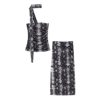 Mesh Strapless Long Set