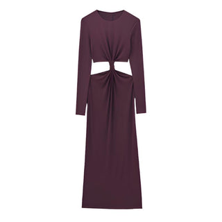 Long Sleeve Twist-Front Bodycon Maxi Dress