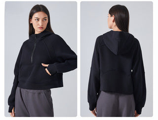 Loose Fit Half-Zip Fleece Sports Sweater