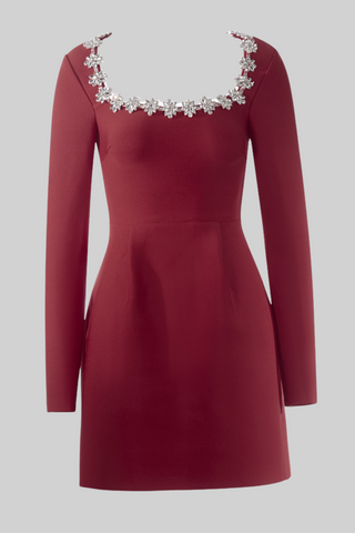 Diamond Elegance Long Sleeve Mini Dress
