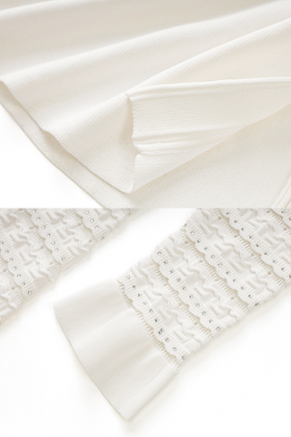 Long Sleeve Textured Knit Long Dress with Button Front & Rhinestone Embellishments