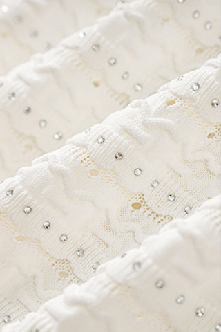 Long Sleeve Textured Knit Long Dress with Button Front & Rhinestone Embellishments