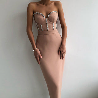 Nellie  Beading Bodycon Bandage Midi Dress