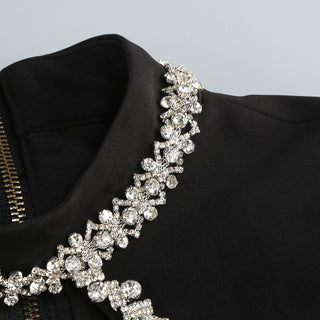 Crystal-Embellished Long-Sleeve Mini Dress