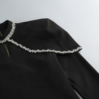 Crystal-Embellished Long-Sleeve Mini Dress