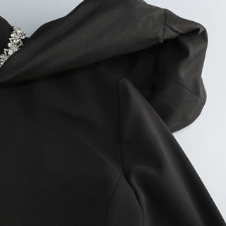 Crystal-Embellished Long-Sleeve Mini Dress