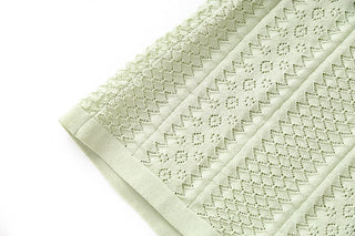 Mint Knit Midi Dress – Short Sleeve with Pearl Button Detail