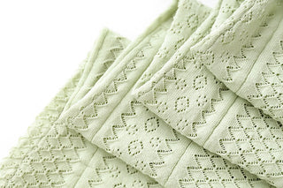 Mint Knit Midi Dress – Short Sleeve with Pearl Button Detail