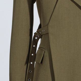 Long Sleeve V-Neck Suit Jacket with Belt