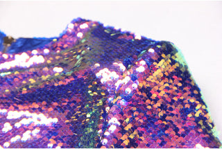 Long Sleeve Shiny Glow Sequin Mini Dress