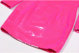 Long Sleeve Shiny Glow Sequin Mini Dress