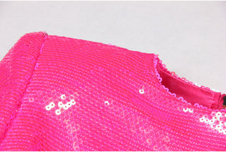Long Sleeve Shiny Glow Sequin Mini Dress