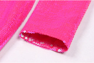 Long Sleeve Shiny Glow Sequin Mini Dress