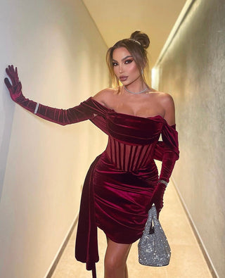 Petra Elegant Velvet Corset Mini Dress