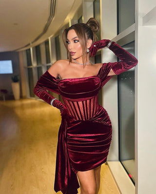 Petra Elegant Velvet Corset Mini Dress