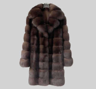 Luxury Dark Brown Faux Fur Coat  – Medium (95 cm)