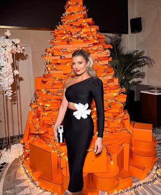 Serena Bloom  Bandage Flower Midi Dress