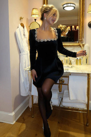 Diamond Elegance Long Sleeve Mini Dress