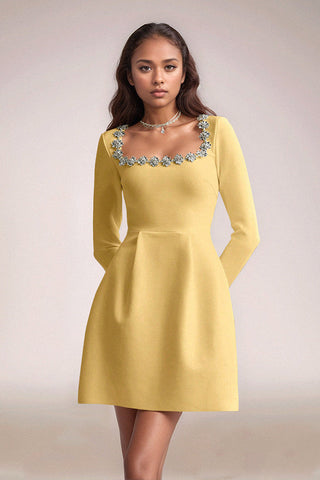 Diamond Elegance Long Sleeve Mini Dress