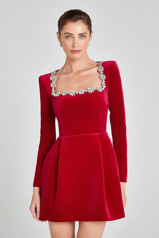 Diamond Elegance Long Sleeve Mini Dress