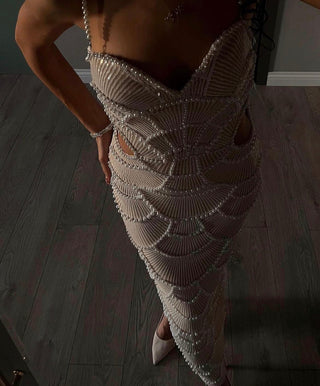 Mermaid Pearl Sleeveless Long Dress