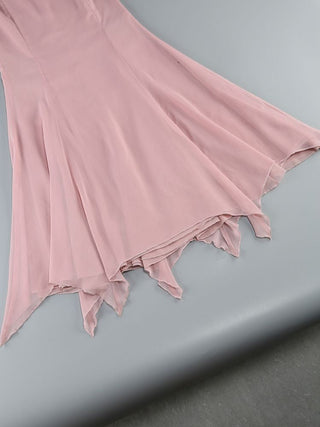 Blush Halter Cutout Maxi Dress – Sheer Chiffon with Crystal Rings