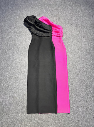 One-Shoulder Diamond-Embellished Bandage Tall Dress