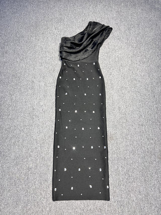 One-Shoulder Diamond-Embellished Bandage Tall Dress