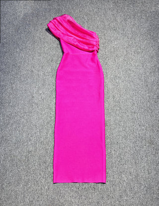 One-Shoulder Diamond-Embellished Bandage Tall Dress