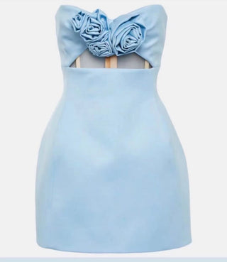 Aida Strapless Flower Mini Dress