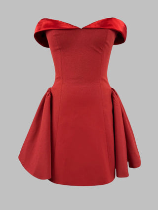 Elegant Fit-and-Flare Off-Shoulder Mini Dress