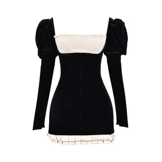 Paula Long Sleeve Backless Velvet Mini Dress