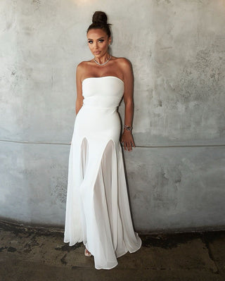 Strapless Mesh-Bandage long dress