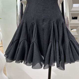 Off-Shoulder Mini Dress with Ruffle Trim and Flared Skirt