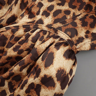 Leopard Print Corset Midi Dress with Crystal Straps