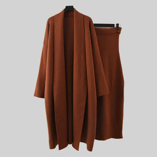 Minimalist Wool Cardigan and Midi Dress Set