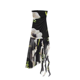 Blossom Print Strapless Long Dress