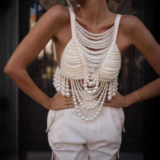 Pearl Embellished Crop Top